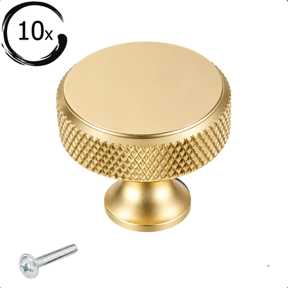 10X Deurknop 30mm Aluminium Goud – Lowell