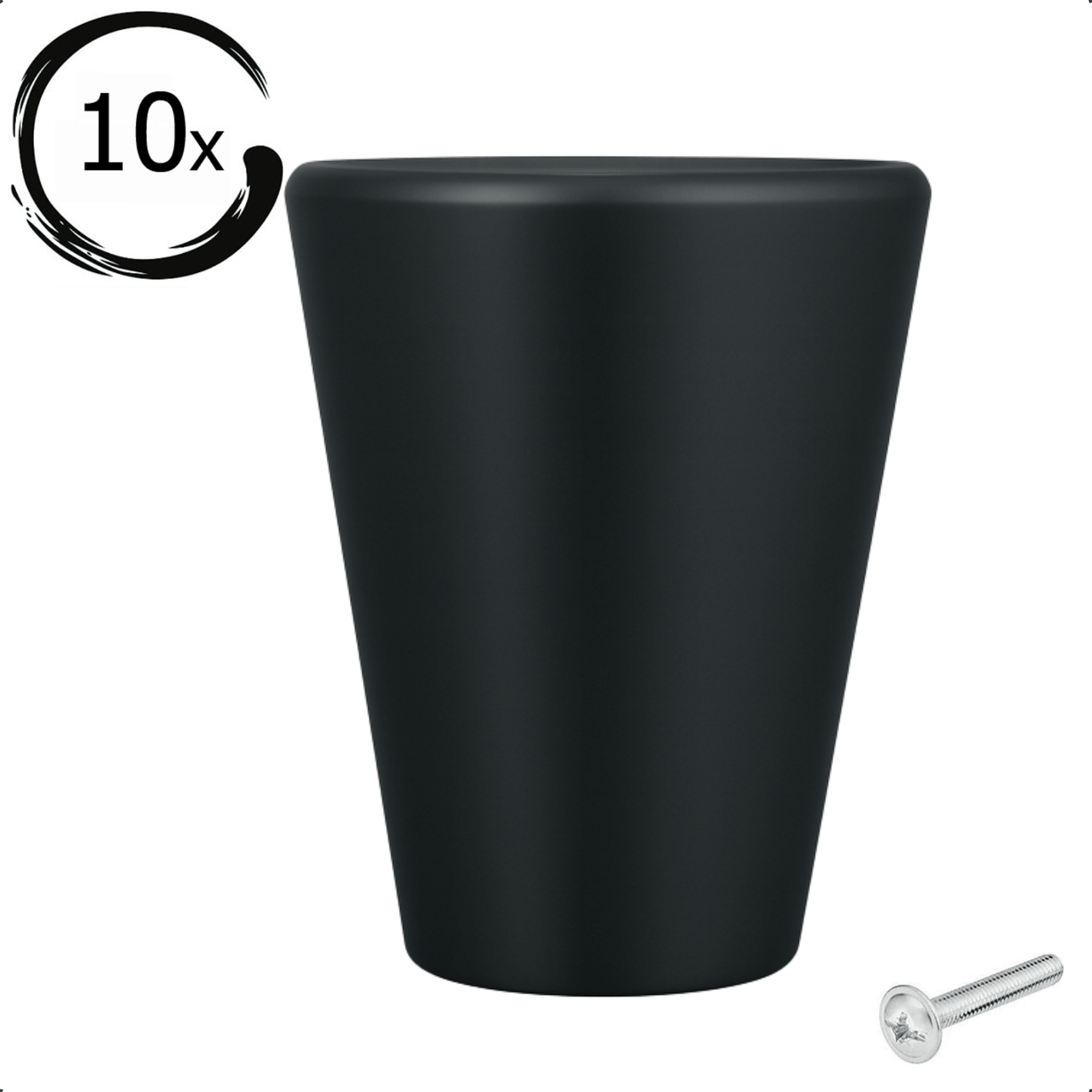 10X Deurknop 19mm Zwart – Akron - BY MJM - GMJ76-10