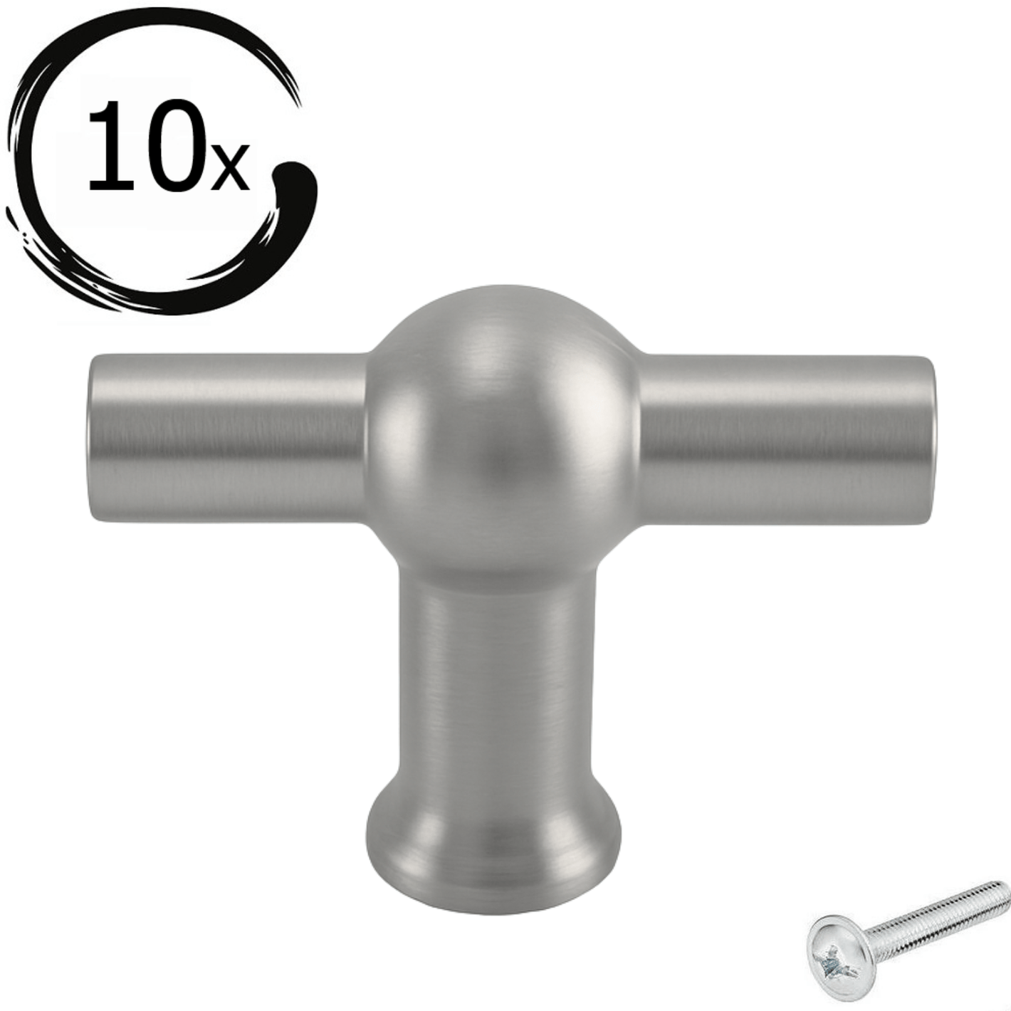 10X Deurknop 48mm RVS – Kansas T - greep - BY MJM - GMJ53-10