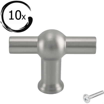 10X Deurknop 48mm RVS – Kansas T - greep - BY MJM - GMJ53-10