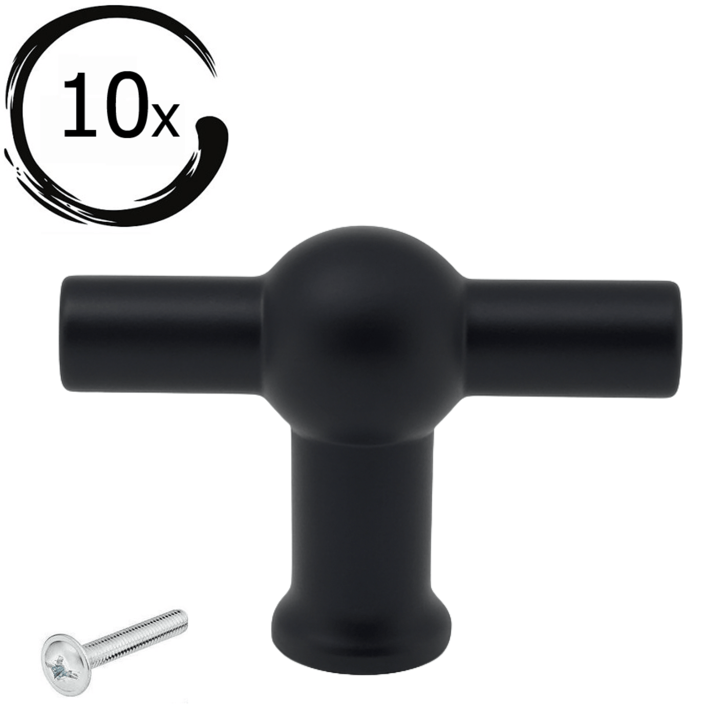 10X Deurknop 48mm Zwart – Kansas - BY MJM - GMJ27-10