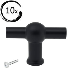 10X Deurknop 48mm Zwart – Kansas - BY MJM - GMJ27-10