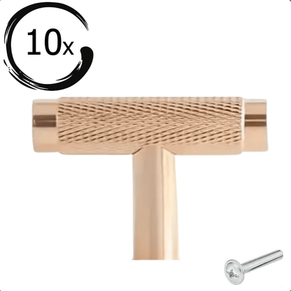 10X Deurknop T - greep 50mm Aluminium Goud – Waco - BY MJM - GMJ104-10