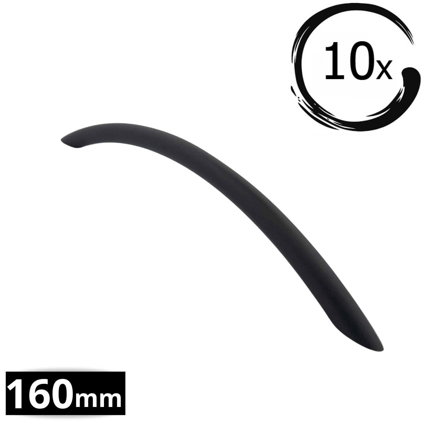 10X Handgreep 160mm Aluminium Zwart – Chicago - BY MJM - GMJ23-10