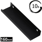 Handgreep 160mm aluminium zwart Fargo - mat zwarte profielgreep met hoekige U-vorm en twee montagegaten - set 10 stuks - BY MJM