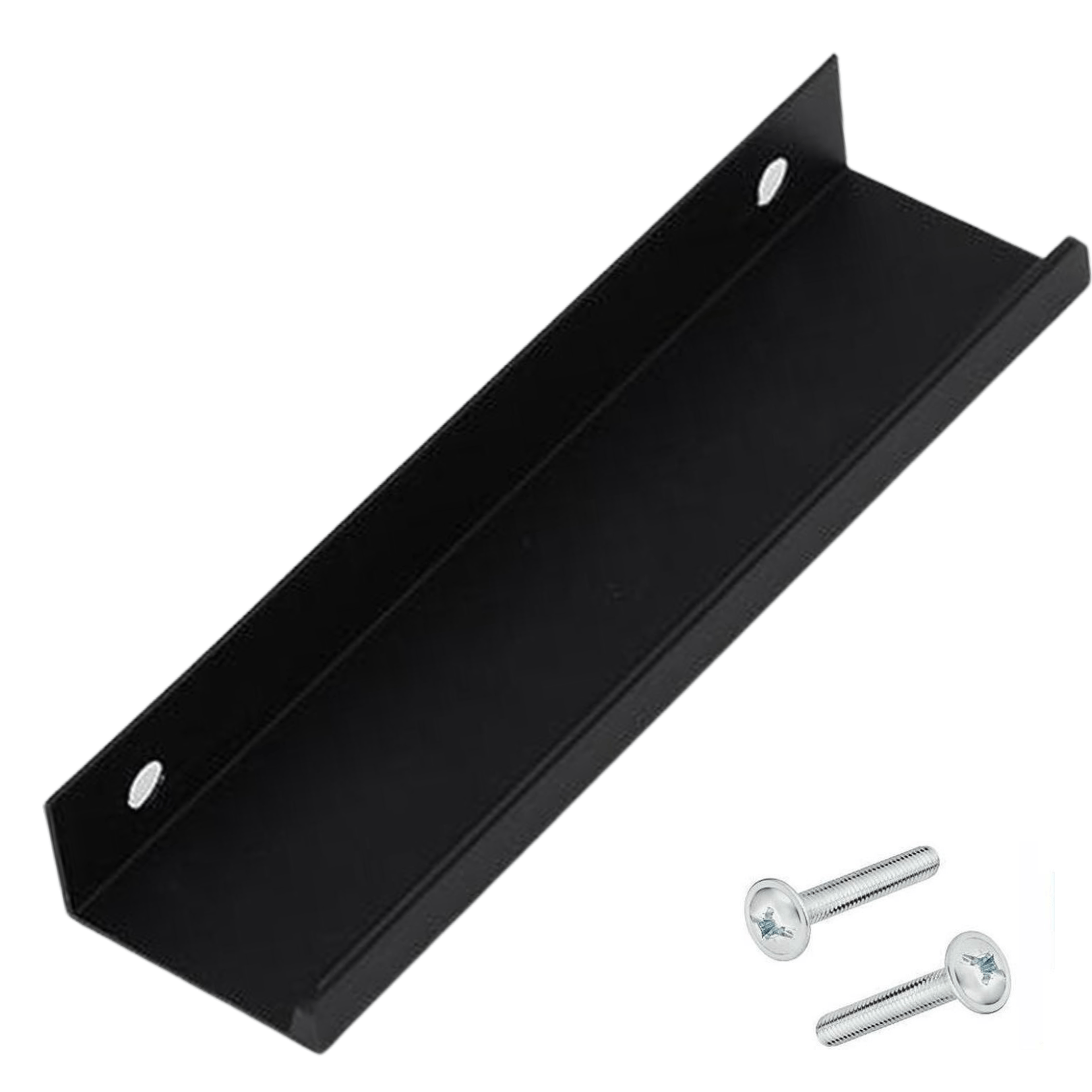 Handgreep 160mm aluminium zwart Fargo - zijaanzicht met boormaat hart-op-hart afstand 160mm - BY MJM