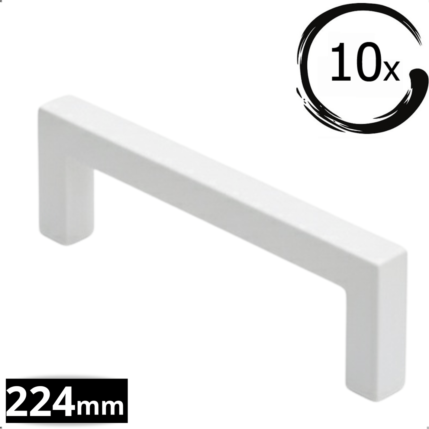 10X Handgreep 224mm RVS Wit – Dallas - BY MJM - GMJ63-10