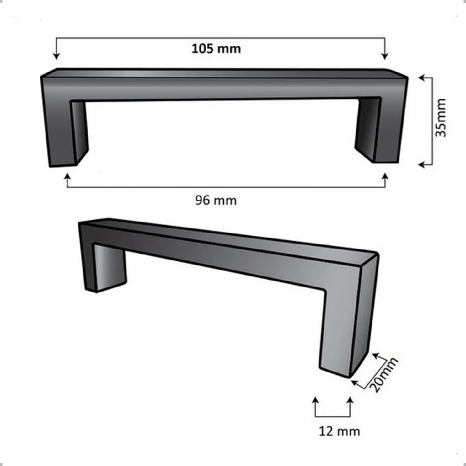 10X Handgreep 96mm RVS Zwart – Atlanta - BY MJM - GMJ55-10