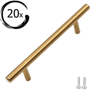 10X handgrepen/handvatten 128mm RVS goud voor een luxe, uniforme look. Incl. schroeven, eenvoudig te monteren. Levering uit eigen voorraad; voor 15:00 besteld, morgen in huis. - BY MJM - GMJ43-20