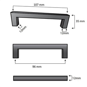 Handgreep Dallas 96 mm RVS Zwart