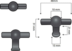 5X Deurknop Kansas 48 mm Zwart