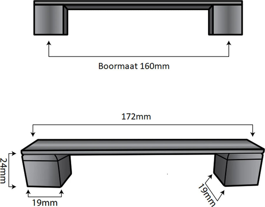 Handgreep 160mm Aluminium Zwart – Austin
