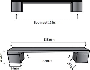 Handgreep Austin 128 mm Aluminium