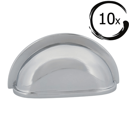 10X Komgreep Columbia 76 mm Chroom handgreep voor kastdeurtjes met klassieke uitstraling