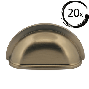 20X Komgreep Columbia 76 mm Brons - klassieke handgreep in brons voor kastdeurtjes, eenvoudig te monteren.