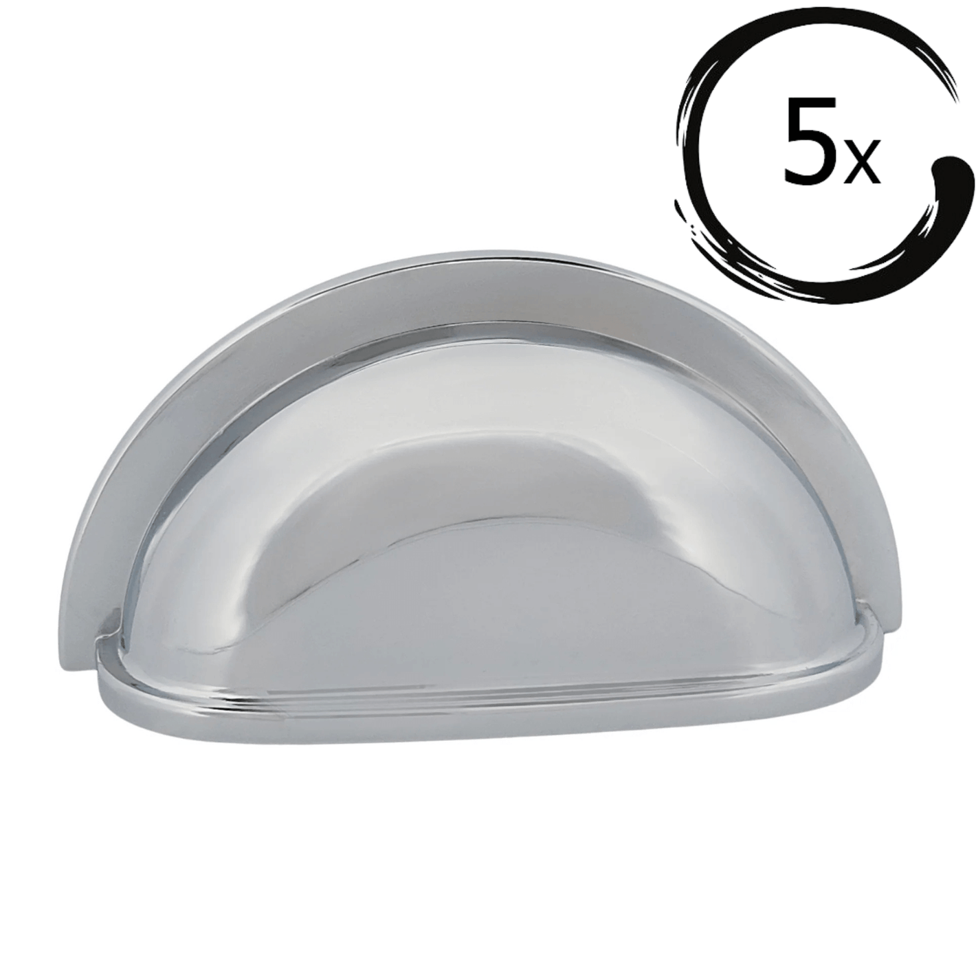 5X Komgreep Columbia 76 mm Chroom voor kastdeurtjes, klassieke uitstraling en eenvoudige montage.