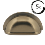 5X Komgreep Columbia 76 mm Brons handgreep in klassieke bronzen afwerking voor meubels
