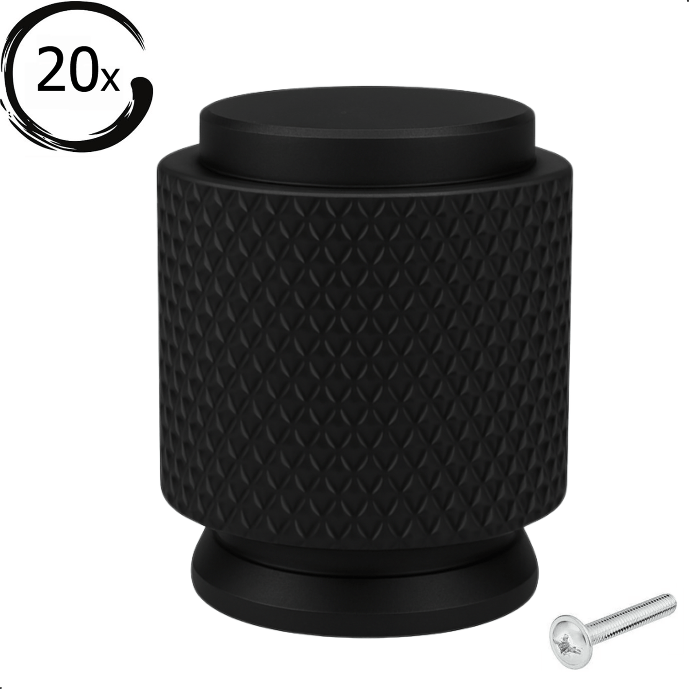 20X Deurknop 20mm Zwart – Dodge - BY MJM - GMJ95-20
