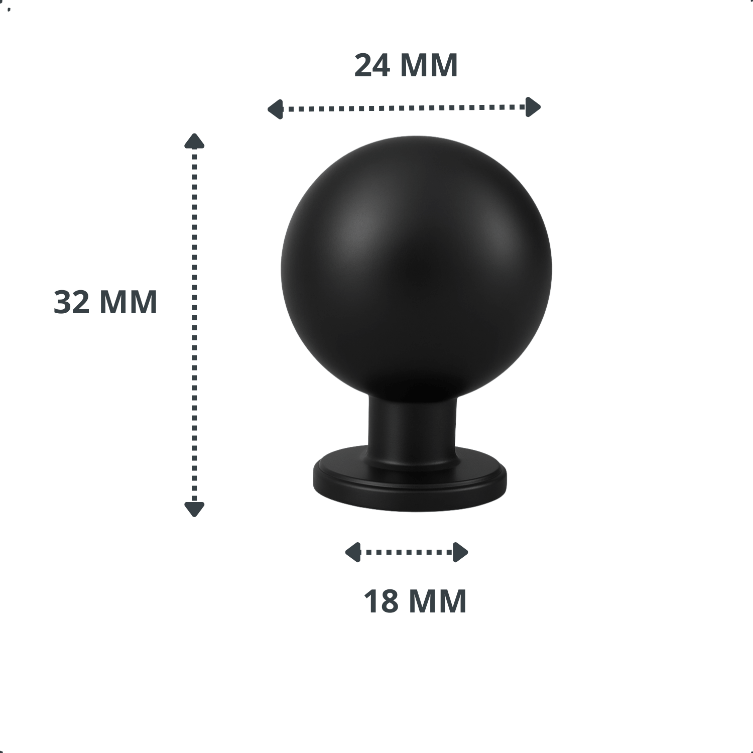 20X Deurknop 24mm Zwart – Madison - BY MJM - GMJ72-20