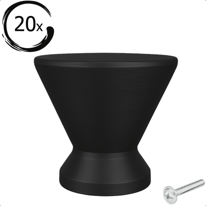 20X Deurknop 25mm Zwart – Dover - BY MJM - GMJ78-20