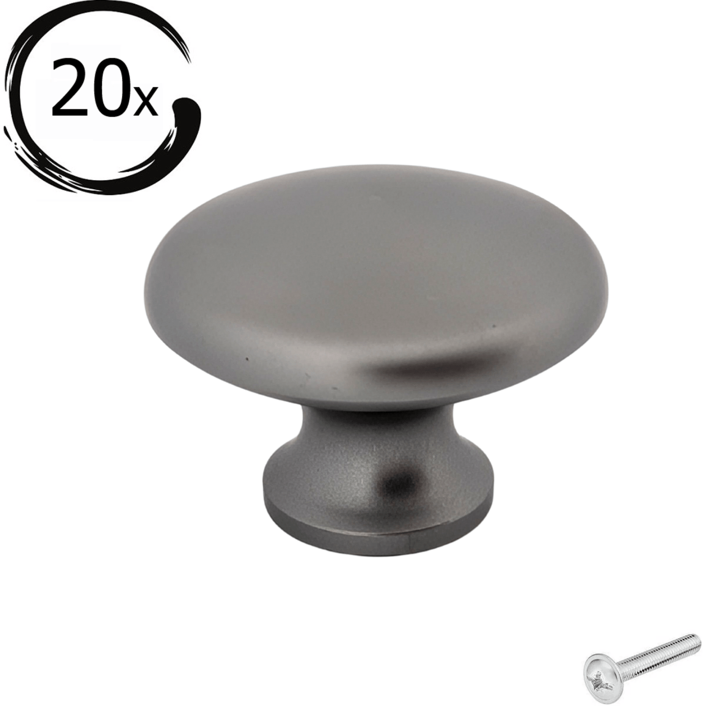 20X Deurknop 27mm Grijs – Macon - BY MJM - GMJ38-20