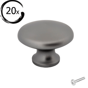 20X Deurknop 27mm Grijs – Macon - BY MJM - GMJ38-20