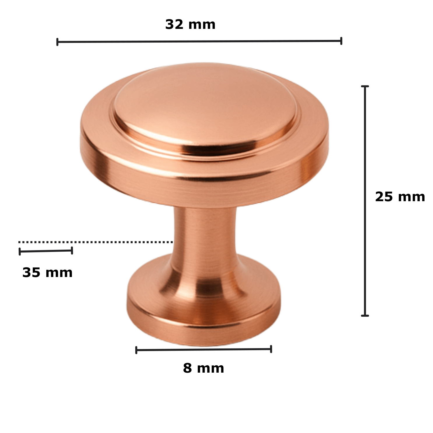 20X Deurknop 32mm Rose Goud – Memphis - BY MJM - GMJ25-20