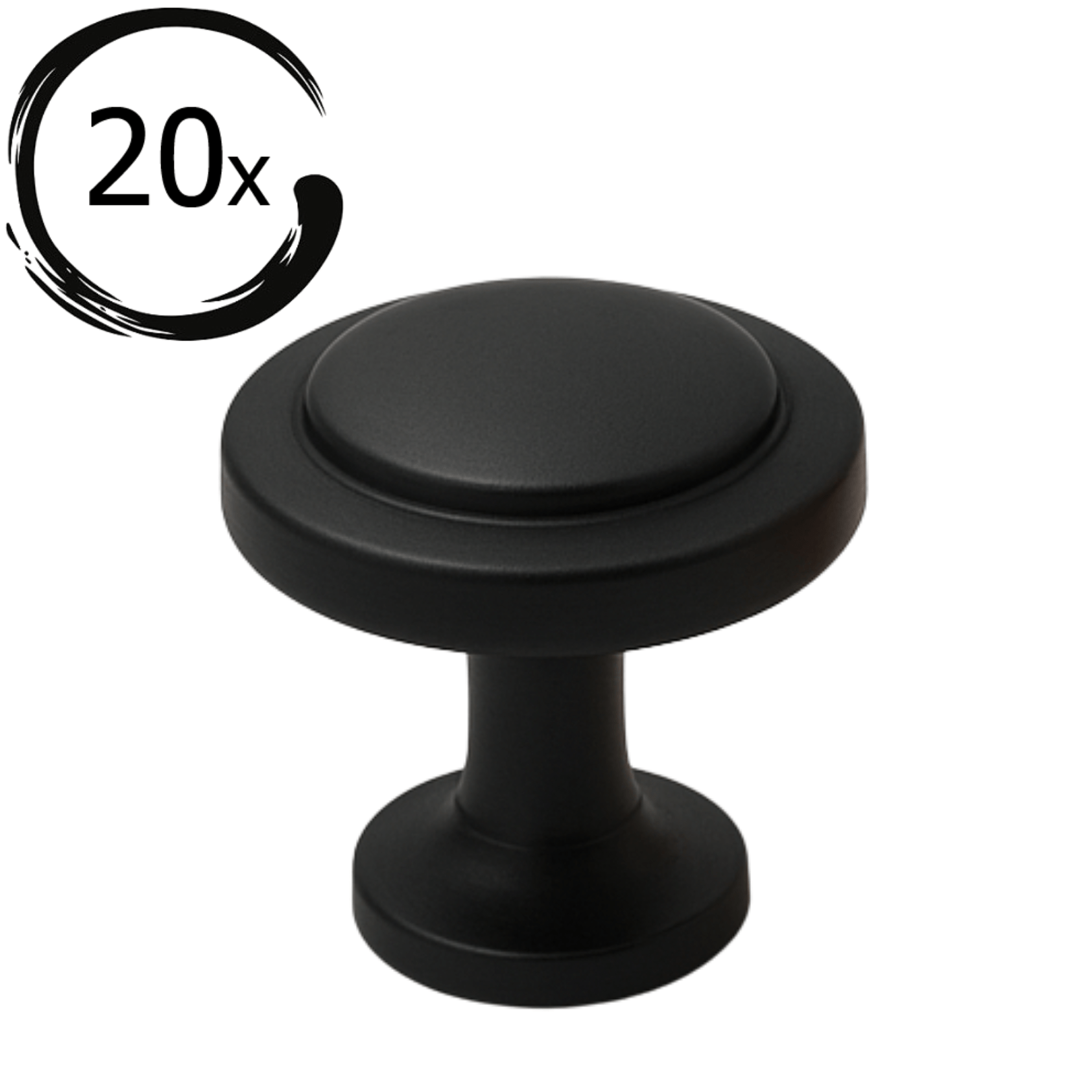 20X Deurknop 32mm Zwart – Memphis - BY MJM - GMJ24-20