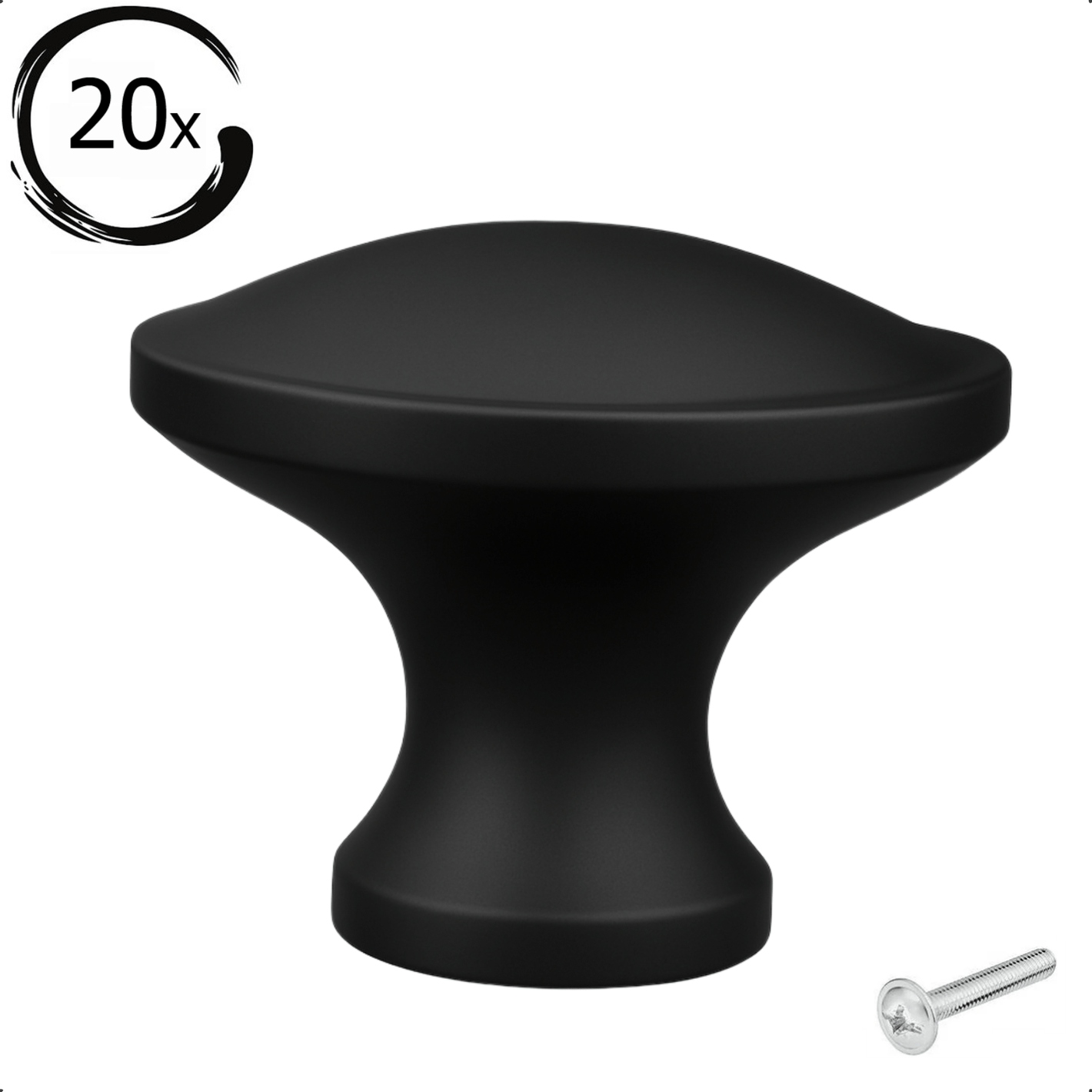 20X Deurknop 32mm Zwart – Rapid - BY MJM - GMJ93-20