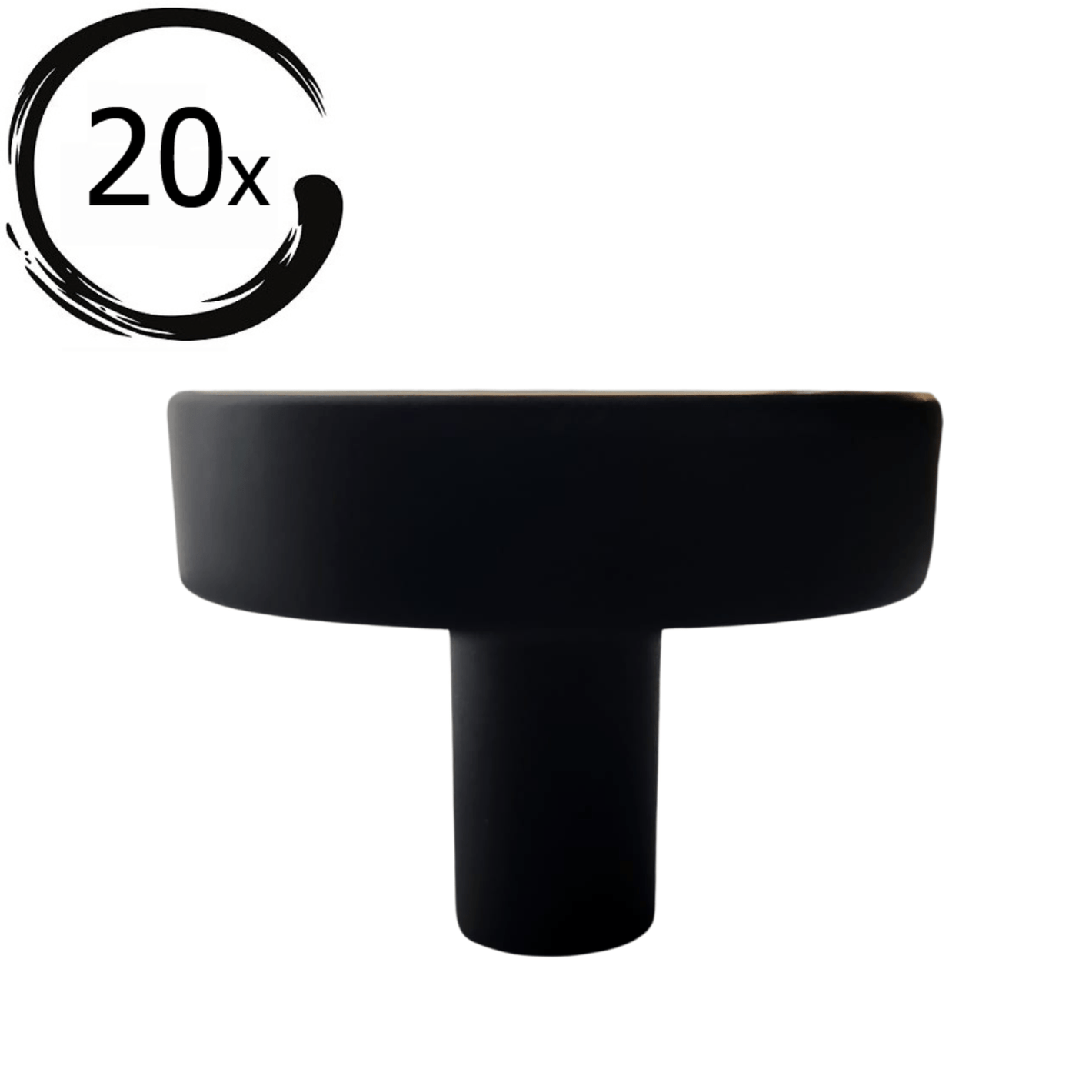 20X Deurknop 40mm Rond Zwart – Circle - BY MJM - GMJ30-20