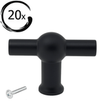 20X Deurknop 48mm Zwart – Kansas - BY MJM - GMJ27-20
