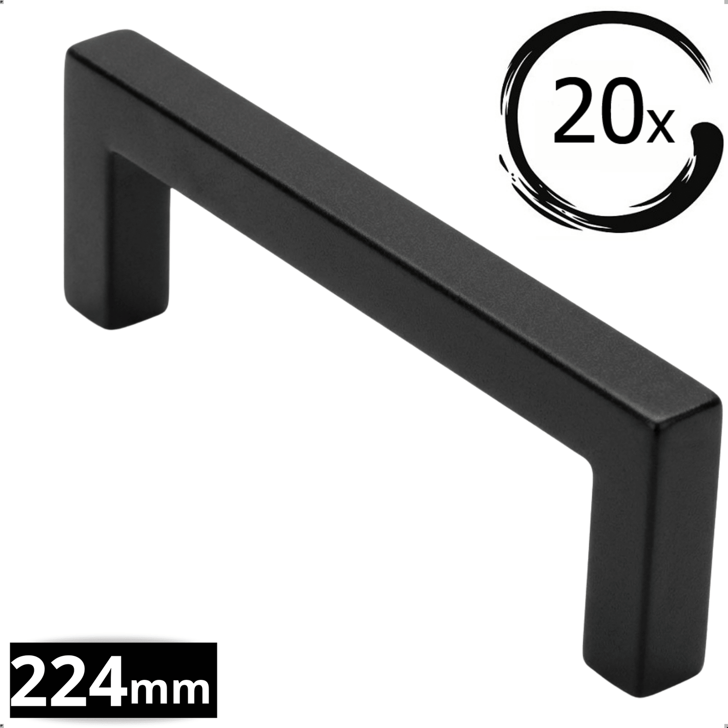 20X Handgreep 224mm RVS Zwart – Dallas - BY MJM - GMJ86-20