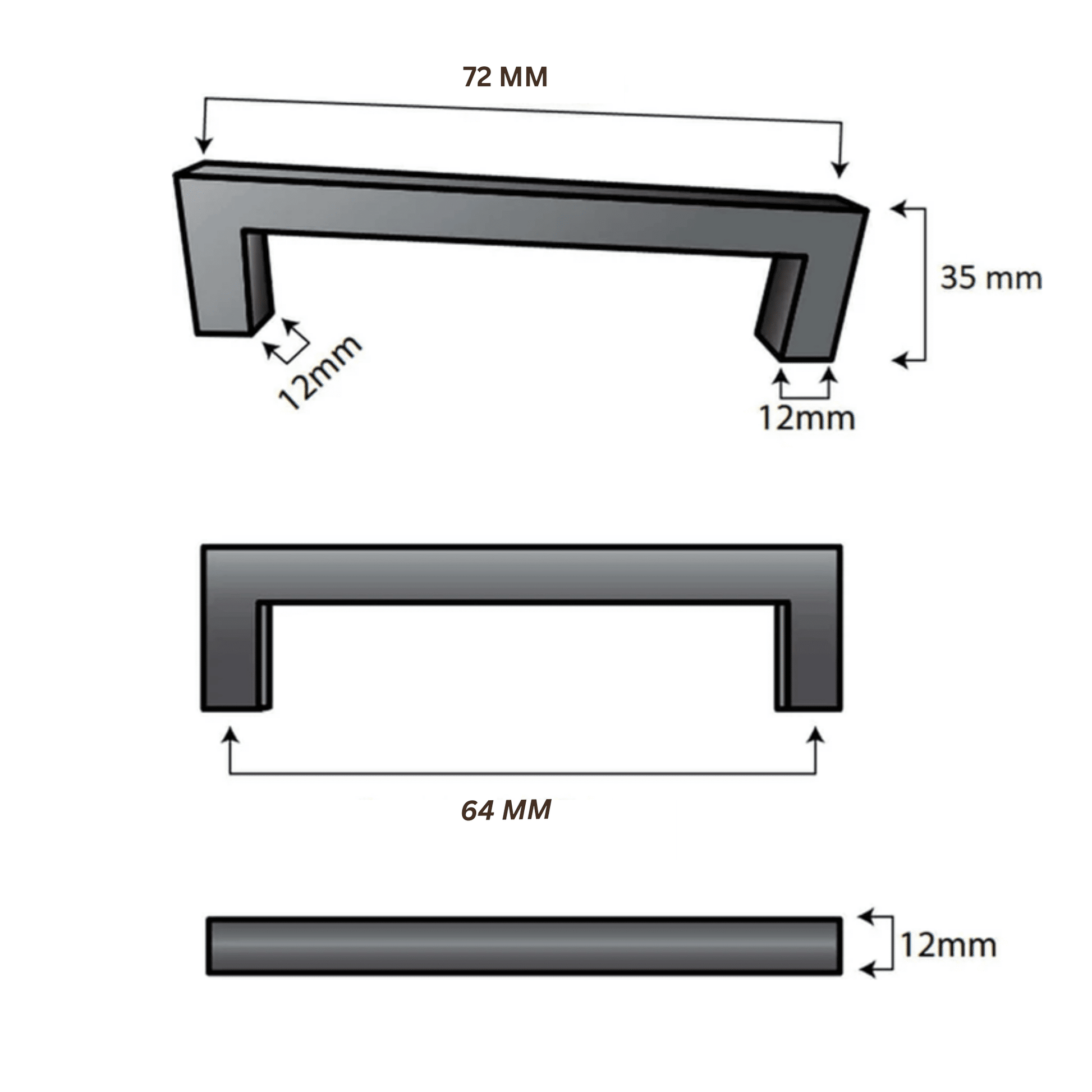 20X Handgreep 64mm RVS Zwart – Dallas - BY MJM - GMJ130-20