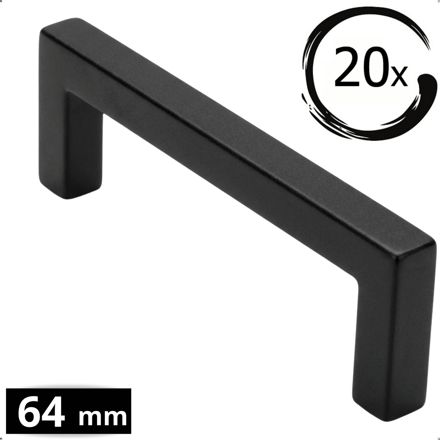 20X Handgreep 64mm RVS Zwart – Dallas - BY MJM - GMJ130-20
