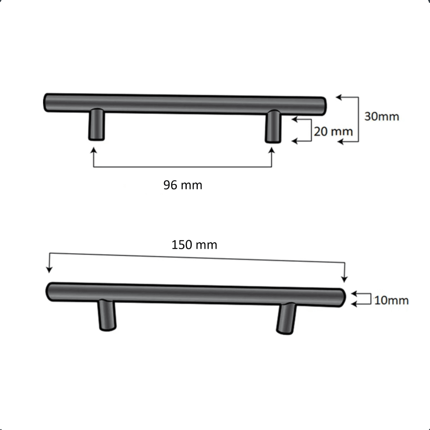 20X Handgreep 96mm RVS – Denver - BY MJM - GMJ111-20
