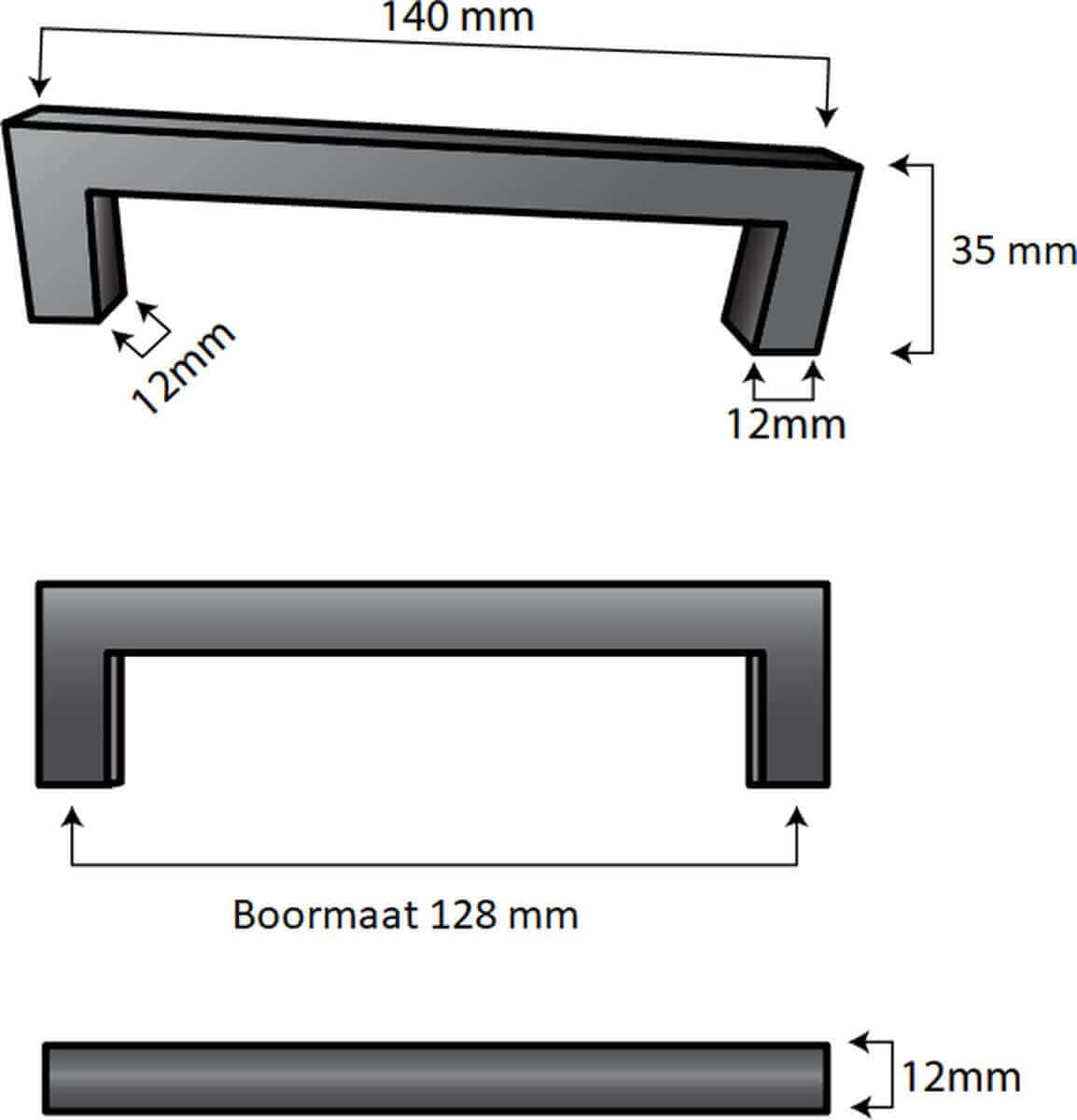 20X Handgreep Dallas 128 mm – RVS Zwart - BY MJM - GMJ04-20