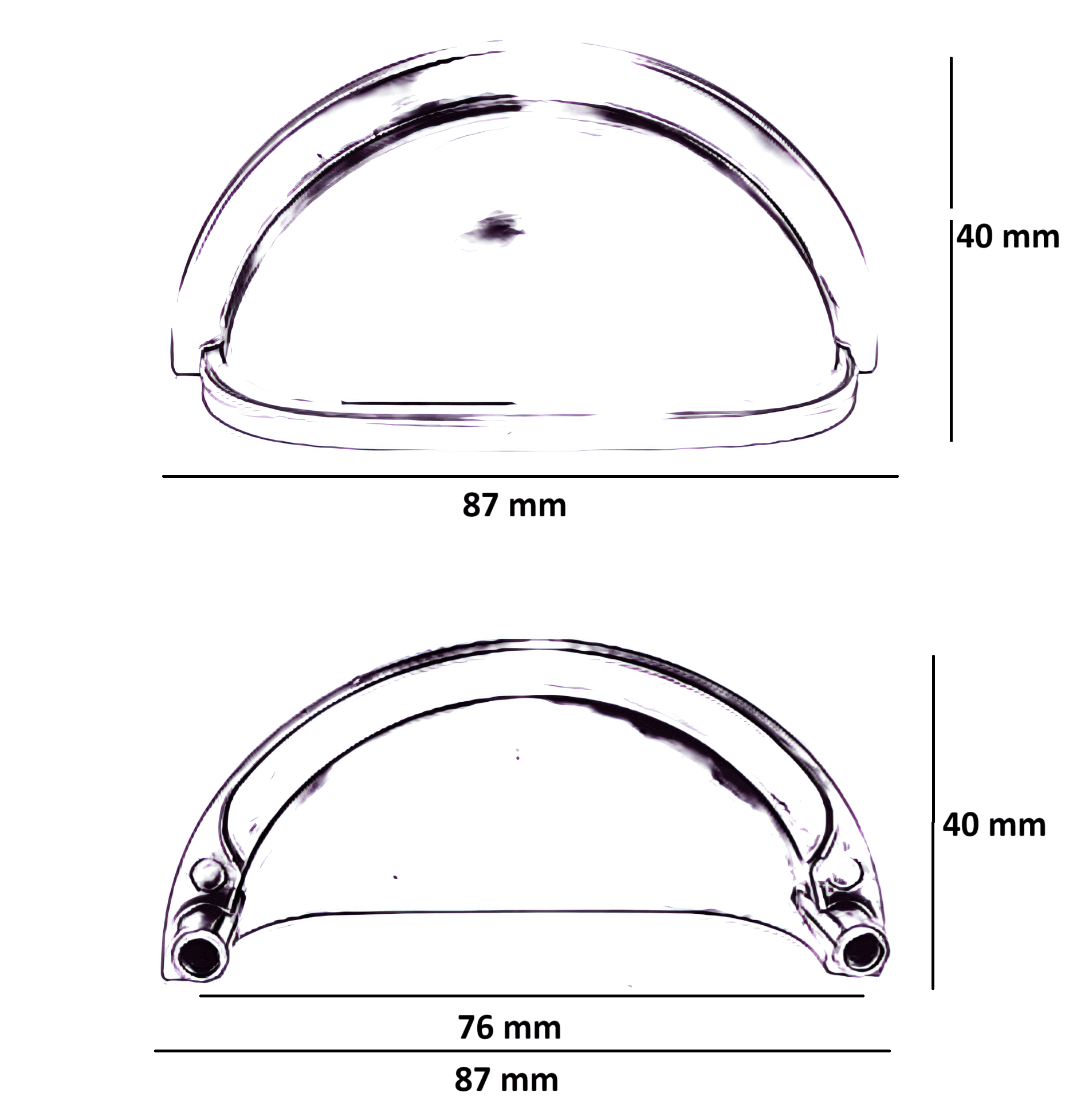 20X Komgreep 76mm Zwart – Columbia - BY MJM - GMJ83-20