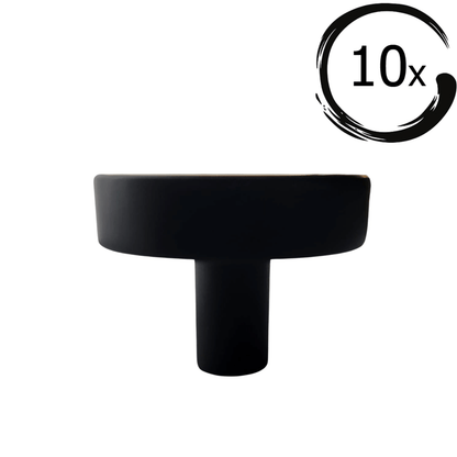 10X Deurknop Circle 40 mm Knop Rond Zwart