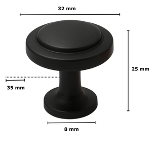 20X Deurknop Memphis 32 mm Zwart