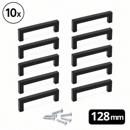 10X Handgreep 128mm RVS Zwart – Dallas