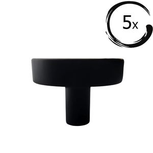 5X Deurknop Circle 40 mm Knop Rond Zwart