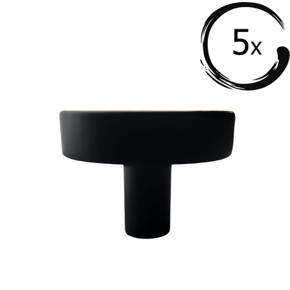 5X Deurknop Circle 40 mm Knop Rond Zwart