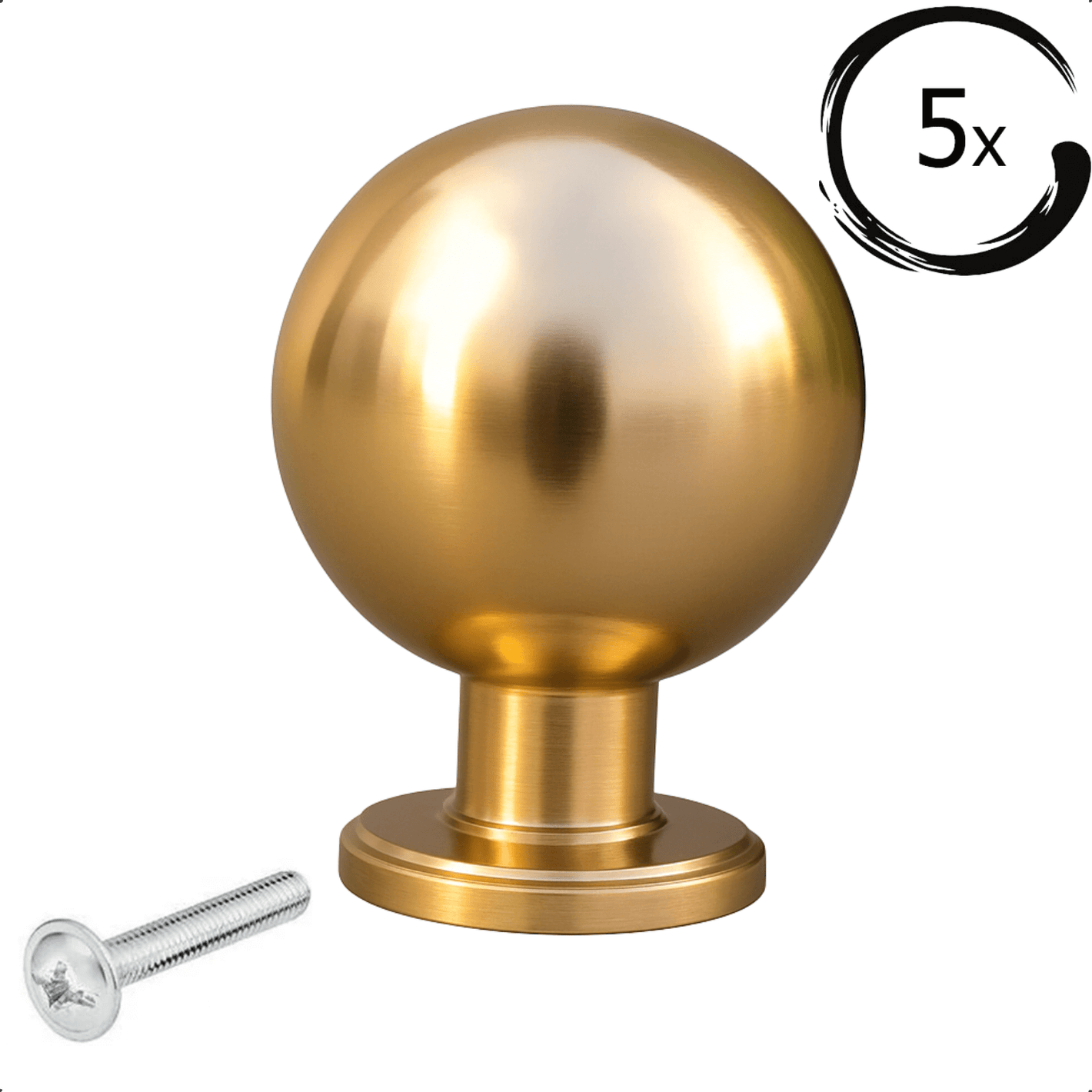 5X Deurknop Meubelknop Madison Goud