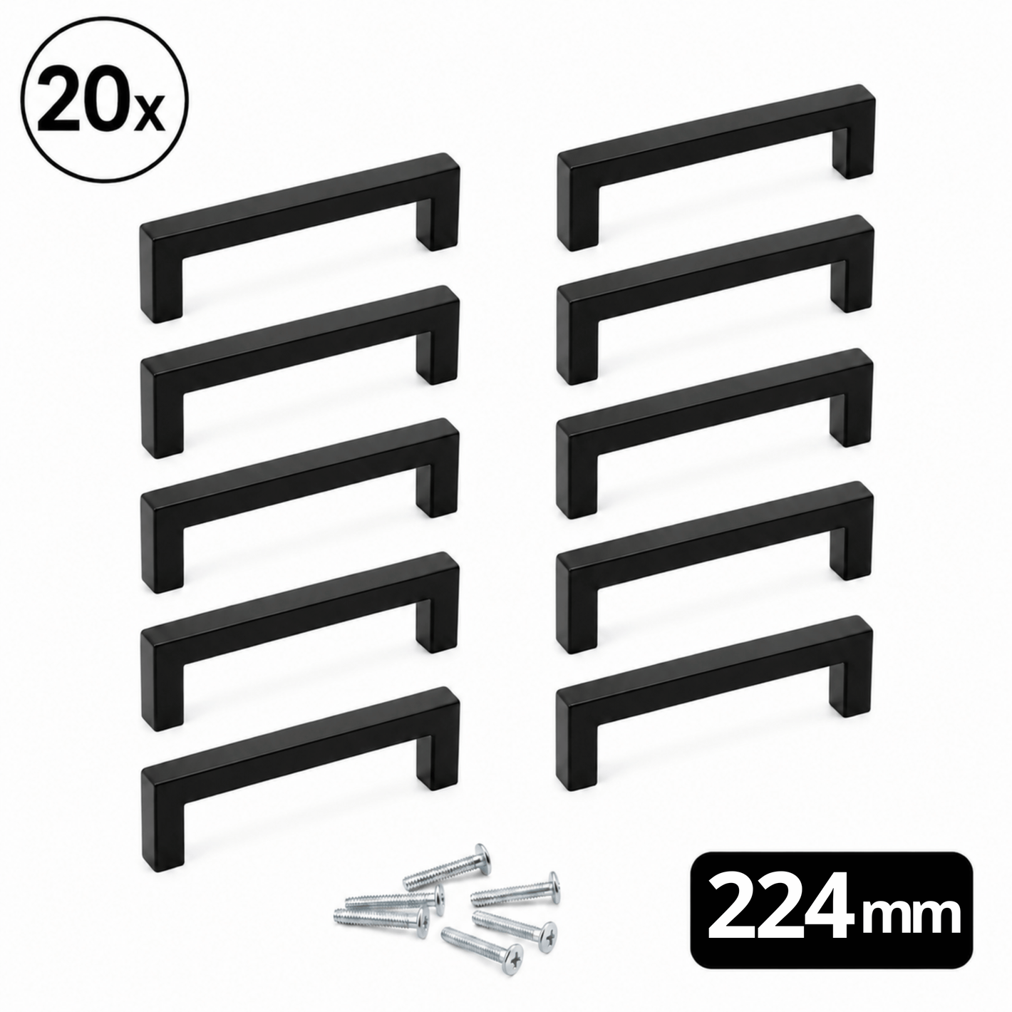 20X Handgreep 224mm RVS Zwart – Dallas