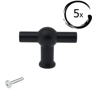 5X Deurknop Kansas 48 mm Zwart