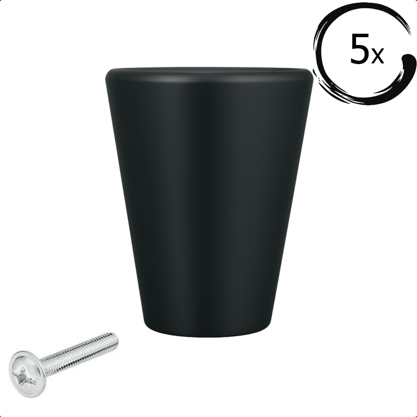 5X Deurknop Akron Zwart