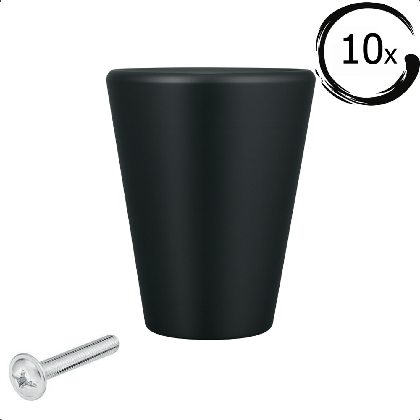 10X Deurknop Akron Zwart