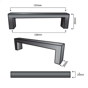 5X Handgreep / Meubelgreep Atlanta 128 mm RVS Zwart