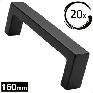 20X Handgreep 160mm RVS Zwart Atlanta – Mat zwarte afgeronde handgreep set voor keuken en kast