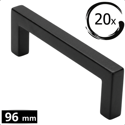 20x Griff 96mm Edelstahl Schwarz – Dallas